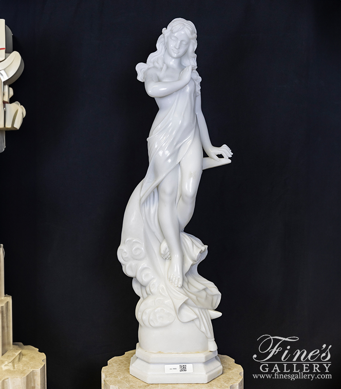 Marble Statues  - A Pair Of Statues In Polished Statuary Marble - MS-1560